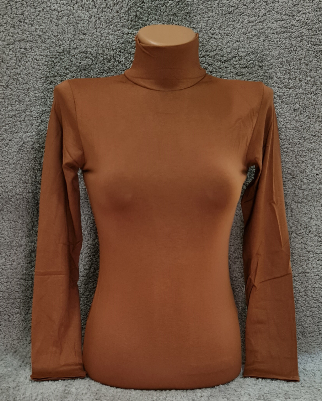 Водолазка гольф жіночий Leliss однотонний класичний з коміром стійка демісезонний віскоза коричневий