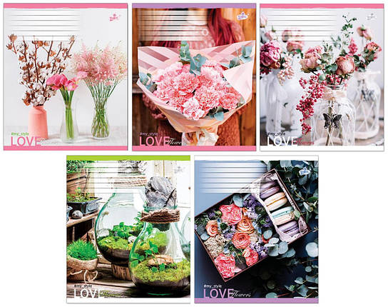 Зошит 36 листов лінія "Бріск" / Люблю квіти, фото 1