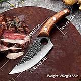 Кований багатофункціональний обробний ніж фултанг 14.5 см для дому та пікніків з отвором під палець., фото 2