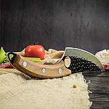 Кований багатофункціональний обробний ніж фултанг 14.5 см для дому та пікніків з отвором під палець., фото 6