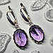 Срібні сережки підвіски жіночі з натуральними природними каменями аметистами Сережки ручної роботи срібло, фото 3