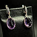 Срібні сережки підвіски жіночі з натуральними природними каменями аметистами Сережки ручної роботи срібло, фото 5