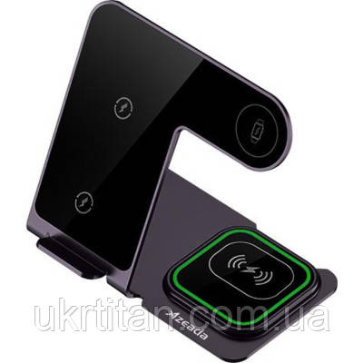 Оригінал! Зарядний пристрій Proda Azeada Metal 15W 3 in 1 PD-W19 Black (PD-W19-BK) - Вища Якість!, фото 1