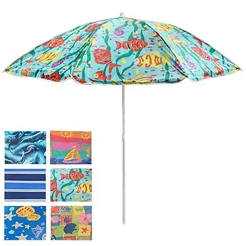 Пляжна парасолька Stenson Designs 1.8 м зі нахилом, складна, металевий каркас, поліестер, захист від сонця