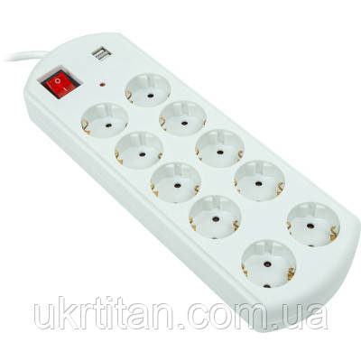 Оригінал! Мережевий фільтр живлення PowerPlant 5м, 10 розеток, USB, євро, 100% мідь (YS-N6065/5) (EX610556) - Вища Якість!