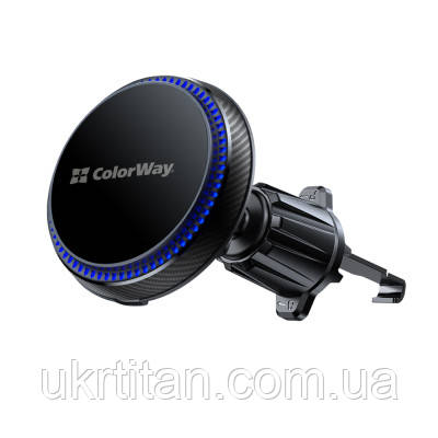 Оригінал! Універсальний автотримач ColorWay MagSafe 360° Air Vent 15W Black (CW-CHMW041Q-BK) - Вища Якість!, фото 1