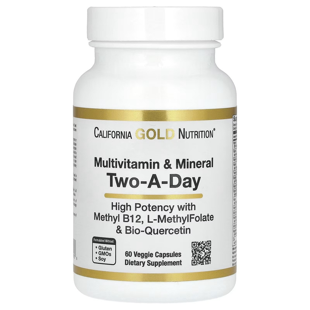 Мультивітаміни та мінерали, Multivitamin and Mineral, Two-A-Day, California Gold Nutrition, 60 вегетаріанських