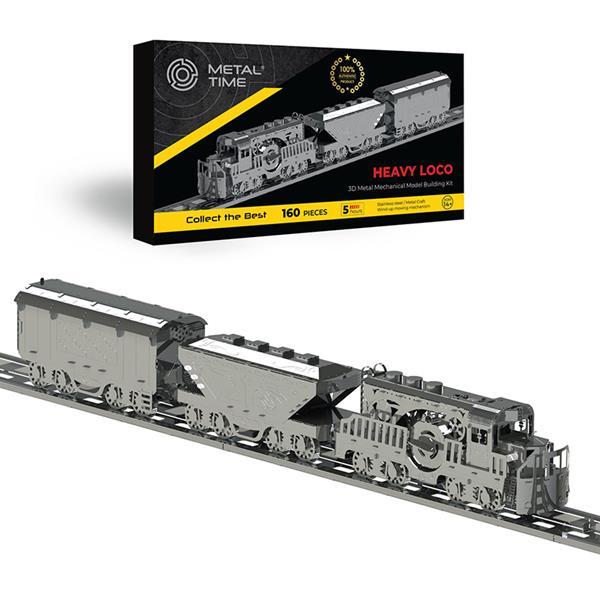 Колекційна модель-конструктор Metal Time Heavy Loco механічний вантажний карго-поїзд