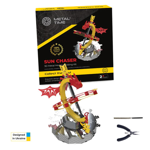 Колекційна модель-конструктор Metal Time Sun Chaser Dragon Stand Clock Сонячний годинник
