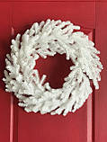 Вінок хвойний різдвяний Traditional литий d-50 см білий, фото 3