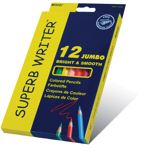 Олівці кольорові 12 кольорів MARCO 4400-12CB Superb Writer "Jumbo" + стругачка, фото 1