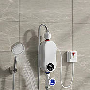 Електричний проточний водонагрівач із душем Electric water heater RYK-007 Бойлер кран настінний проточний, фото 2