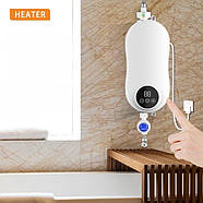 Електричний проточний водонагрівач із душем Electric water heater RYK-007 Бойлер кран настінний проточний, фото 6