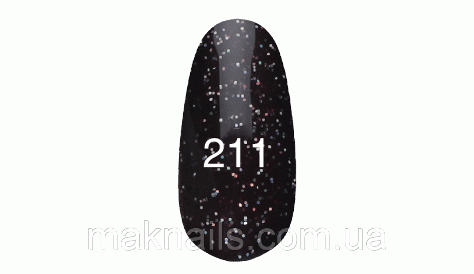 Гель лак № 211 Темний каштановий (З дрібним голограмним глітером)