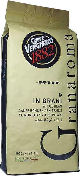 ОРИГІНАЛ! Кава в зернах Caffe Vergnano 1882 Gran Aroma 1000г 70/30 Італія (Vergnano Granaroma)
