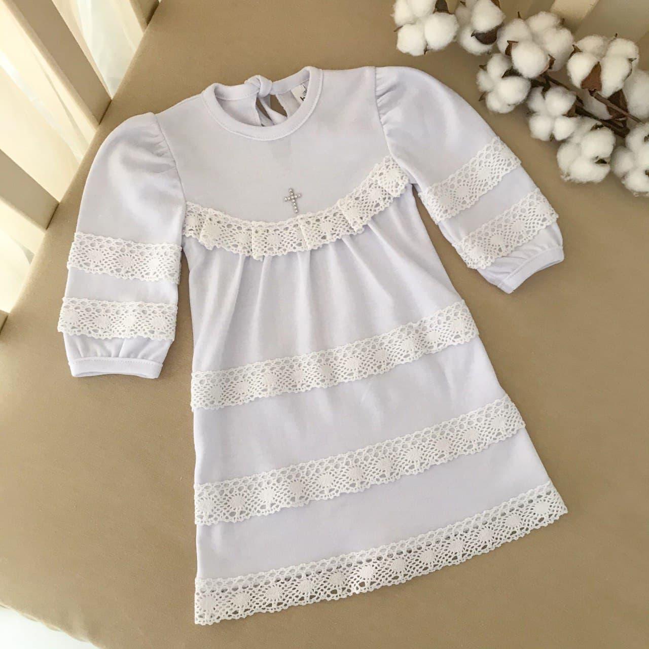 Сорочка для хрещення "Натхнення" дівчинка інтерлок зріст 56 см (0 – 1 місяць) Betis Білий, фото 1