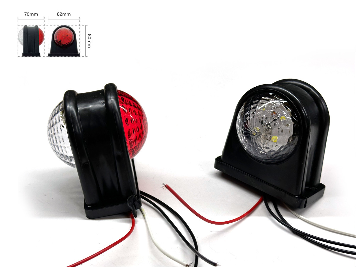 LED габарит занесення причепа YD-0001 прямий 12-24V 8см червоно-білий (1 шт.), фото 1