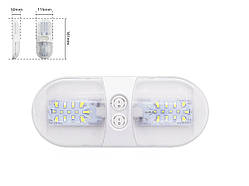 LED плафон салону універсальний SND-0005 12-24V 48 SMD 2835 WHITE із двома вимикачами. 181х115х50 мм