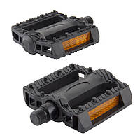 Педалі для велосипеда 95 x 80 x 23 мм GREY'S велопедалі з рефлектором із поліпропілену Чорні 2 шт (GR14130)