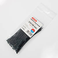 Хомути пластикові для труб для коліс CARLIFE 2,5x150 мм Чорні 100 шт AVK