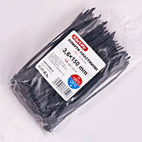 Хомути пластикові для труб для коліс і кабелів CARLIFE 3,6x150 mm Чорні 100 шт AVK