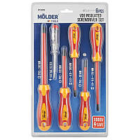 Набір викруток,діелектричних ізольованих з індикатором напруги Molder VDE 1000 В 6 шт MT35206 AVK