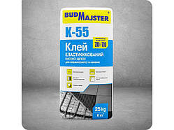 Клей еластифікований високої адгезії для керамограніту та каменю К-55, 25 кг ТМ Budmajster Solmir