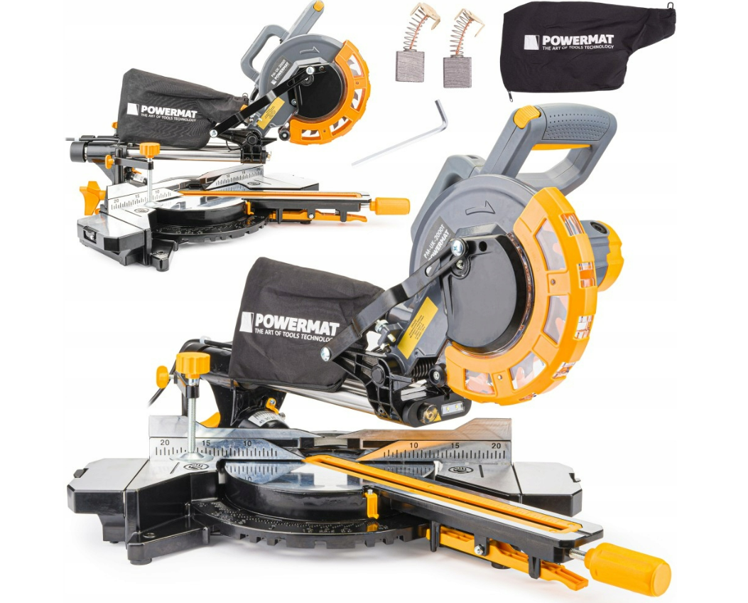 Торцювальна пила з протяжкою 210мм Powermat 2000W