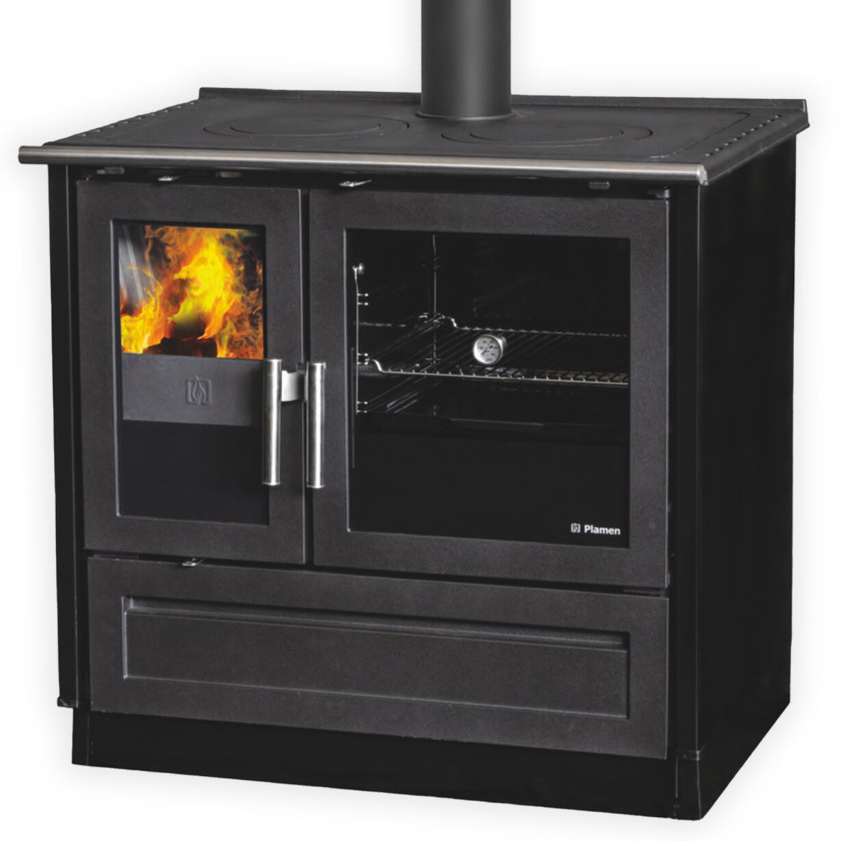 Піч-кухня PLAMEN 910 GLAS Чорна, фото 1