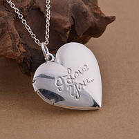 Підвіска кулон для закоханих серце фото з ювелірного сплаву I Love You, фото 5