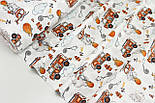 Лоскуток. Ранфорс завширшки 240 см "Пожежні машини" теракотового кольору на білому тлі No 3233, 44*240 см, фото 3