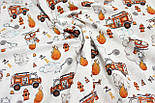 Лоскуток. Ранфорс завширшки 240 см "Пожежні машини" теракотового кольору на білому тлі No 3233, 44*240 см, фото 4