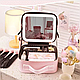 Багатофункціональна дорожня косметичка органайзер для косметики з дзеркалом та підсвічуванням рожева PGP - фото 4 - id-p2319109505