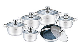 Набір кухонного посуду Bollire BR-4006, 12 предметів нержавіюча сталь, для індукції