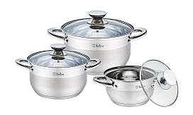 Набір каструль Bollire BR-4001, 6 предметів нержавіюча сталь, для індукції