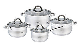 Набір кухонного посуду Bollire BR-4008, 8 предметів нержавіюча сталь, для індукції