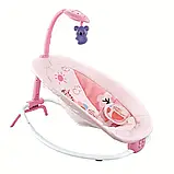 Шезлонг гойдалка дитячий 69850 Рожевий, мелодії, проєктор, пульт керування, заспокійлива вібрація, фото 3