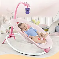 Шезлонг гойдалка дитячий 69850 Рожевий, мелодії, проєктор, пульт керування, заспокійлива вібрація