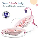 Шезлонг гойдалка дитячий 69850 Рожевий, мелодії, проєктор, пульт керування, заспокійлива вібрація, фото 7