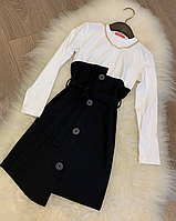 Плаття шкільне для дівчинки біло чорне 146, 158р