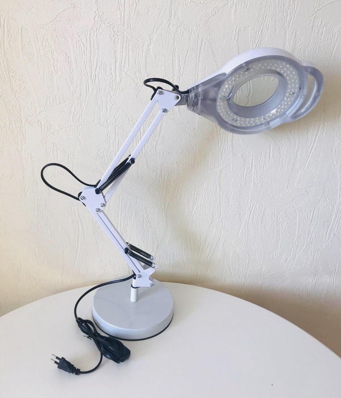 Лампа-лупа настільна на струбціні та підставці