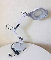 Лампа-лупа настільна на струбціні та підставці