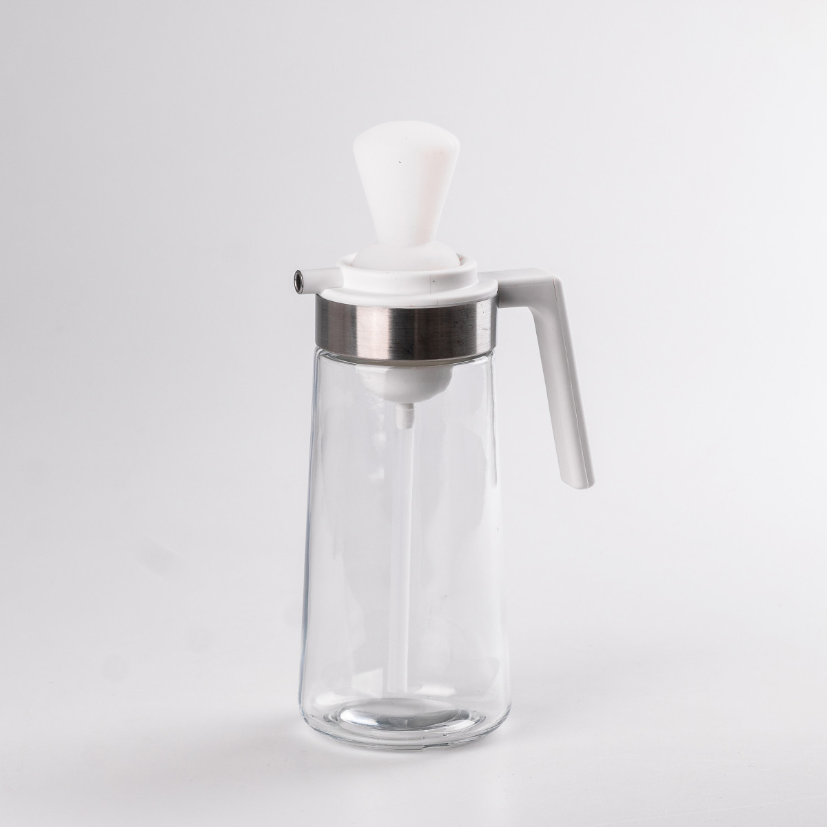 Пляшка для олії скляна 2 в 1 з корком і силіконовим пензликом 320 мл, фото 1