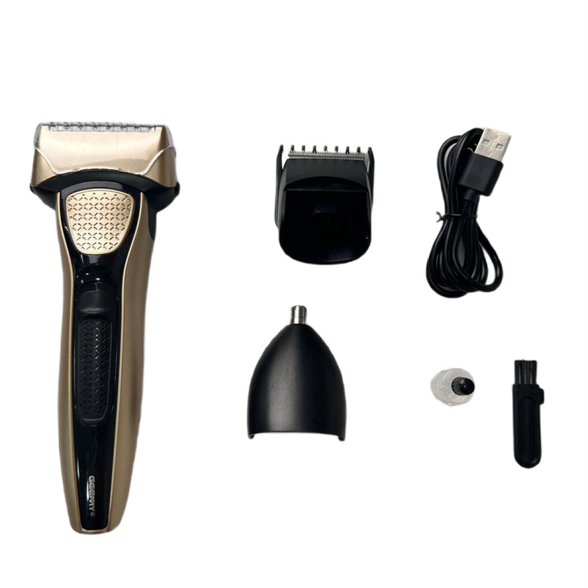 Електробритва Geemy GM-6726 портативна професійна з насадкам Золотий, фото 1