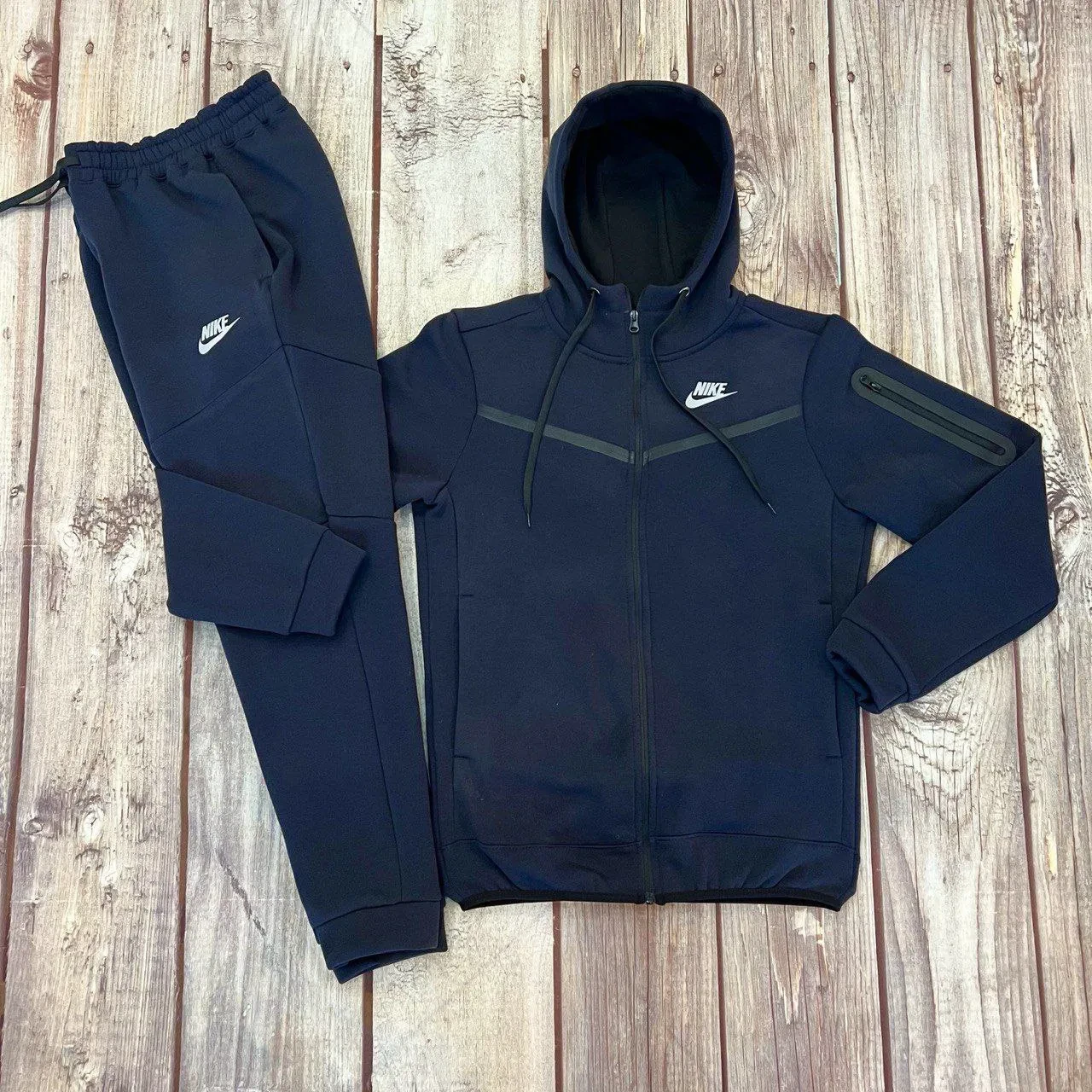 Nike tech fleece спортивний костюм чоловічий зимовий теплий найк синій кофта на блискавці та штани на флісі