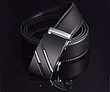 Ремінь чоловічий класичний шкіряний із пряжкою автомат, фото 3