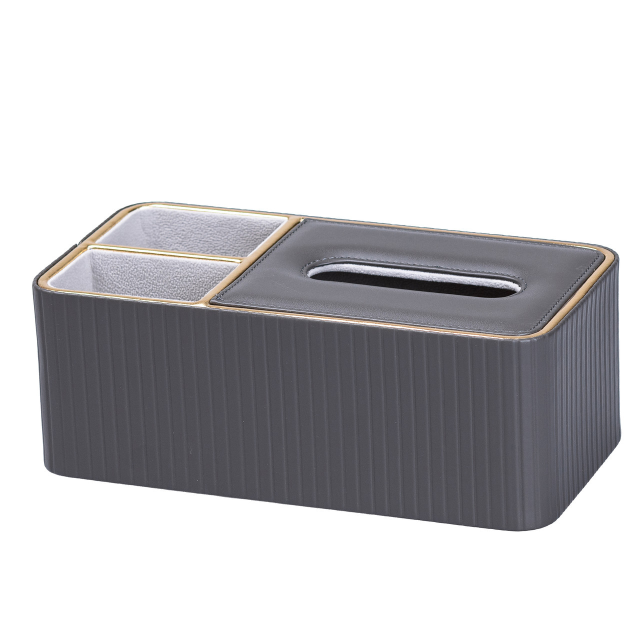 Серветниця на стіл з еко-шкіри з двома відділеннями 27 х 13.5 х 10 см Сірий HPDY9291G - фото 1 - id-p2319212994