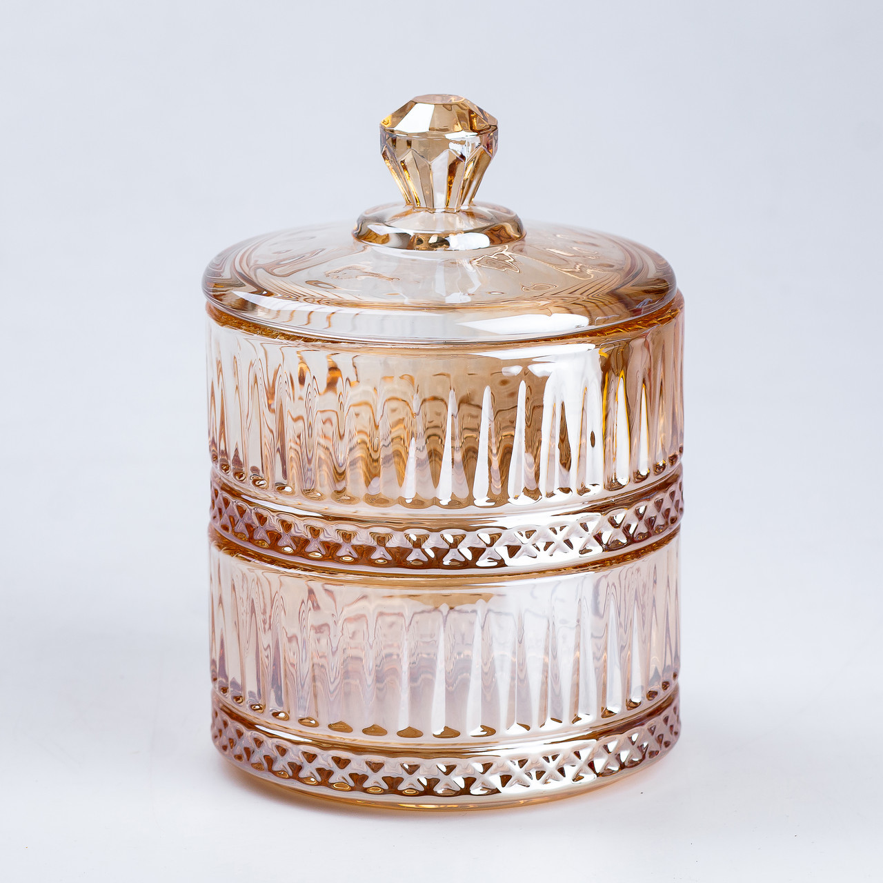 Цукерниця двоярусна 2×300 (мл) скляна з кришкою 15 (см), фото 1