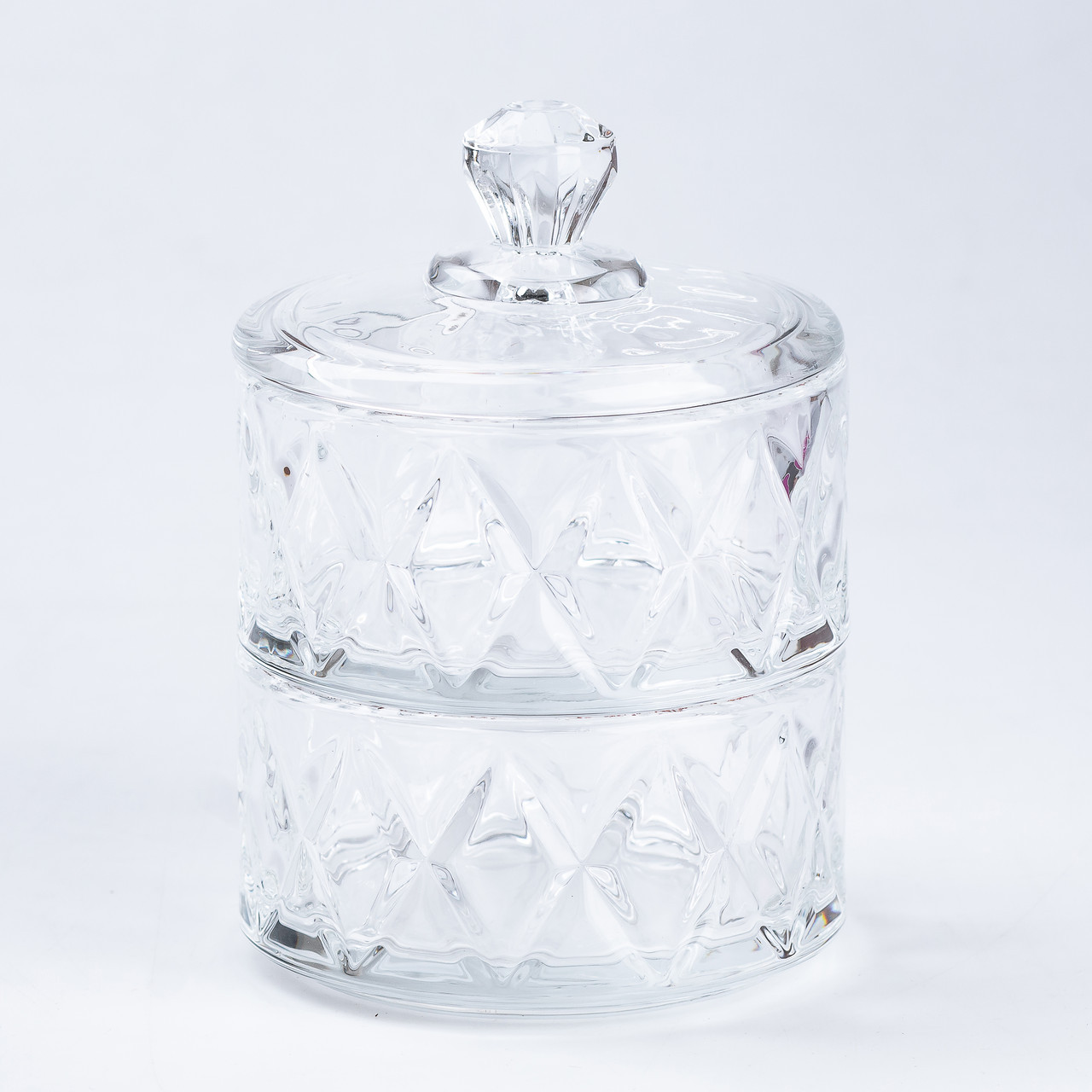 Цукерниця скляна з кришкою двох'ярусна по 300 мл, прозора, фото 1