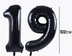 Набір цифр фольгованих чорних 19 кулі повітряні парочка 100 см 1 м 40« Китай